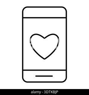 Online fundraising. Sign of mobile phone with heart image. Vector linear graphics about donations for benefit of those in need. Stock Vector