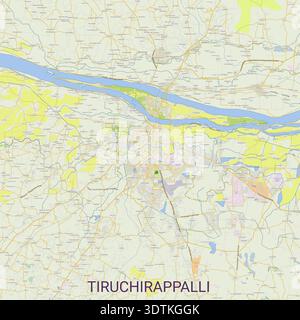 Detailed Road Map of Tiruchirappalli, India Stock Vector