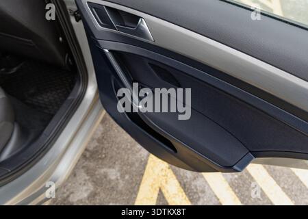 Modern Car Interior Door Panel Handle Detail Stock Photo