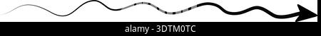 Arrow shows a sequence of wave-like ripples along its body, tapering from thick to thin. Stock Vector