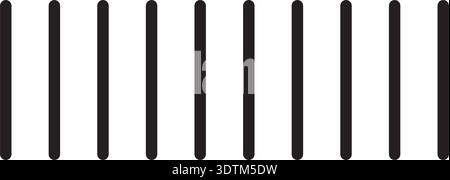 Vertical black parallel thick straight lines isolated on white background. Simple striped graphic print. Texture of prison bar. Vector graphic Stock Vector