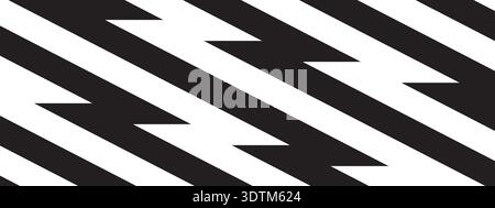 Repeating black and white zigzag lines wallpaper. Thunder bolt background. Electricity, flash light, jagged stripes pattern. Shock, speed or surprise Stock Vector