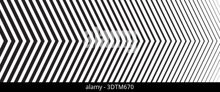 Repeated chevron arrows with different thickness and fade effect in right direction. Fast, speed, caution or motion print. Modern abstract monochrome Stock Vector
