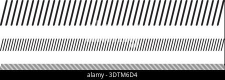 Set of slash lines dividers. Borders with oblique parallel stripes. Embroidery ornament with slanted stitches on white background. Geometric print for Stock Vector