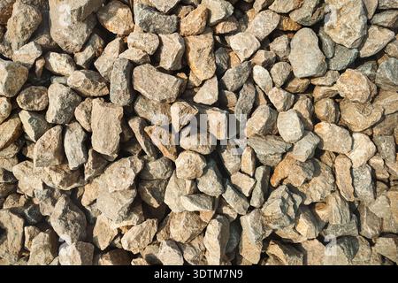 Sunset Gold Gravel, a decorative crushed landscaping stone texture background Stock Photo