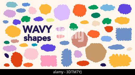 Wavy organic shapes collection light background. Soft blobby clouds, pastel islands and rounded geometry gentle branding, web layout and contemporary pattern work. Abstract graphic vector illustration Stock Vector