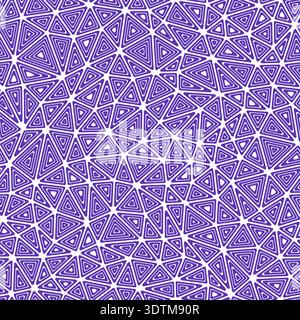 Triangles vector pattern. Multiple repeated inner triangles. Compact shape size. Solid color style. Seamless pattern. Stylish vector tiles. Stock Vector