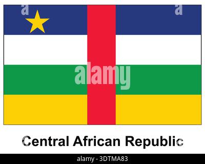 The flag of the Central African Republic features blue, yellow, red, and green stripes with a star, representing the nation's identity, culture, and p Stock Vector