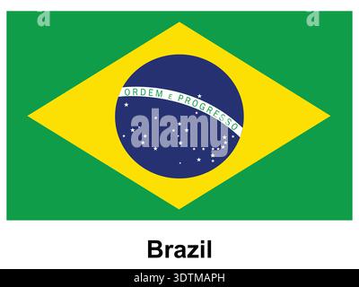 A vibrant vector illustration of a Brazilian flag in a flat cartoon ...