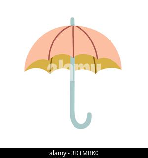 Cute pastel umbrella vector illustration in flat minimalist style. Perfect for spring design, weather icons, kids graphics, cards, posters, and modern Stock Vector