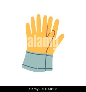 Cute yellow garden gloves vector illustration in flat pastel style. Ideal for spring themes, kids designs, weather graphics, nursery art, seasonal Stock Vector