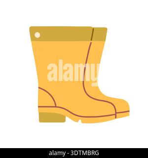 Cute yellow rain boots vector illustration in flat pastel style. Ideal for spring themes, kids designs, weather graphics, nursery art, seasonal prints Stock Vector