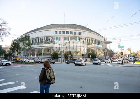 Facade of Davies Symphony Hall, home of the San Francisco Symphony, Civic Center, San Francisco, California, January 22, 2026. (Photo by Smith Collection/Gado/Sipa USA) Stock Photo