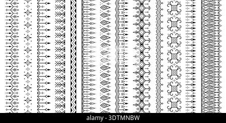 Seamless tribal geometric ornament tattoo pattern set collection Stock Vector