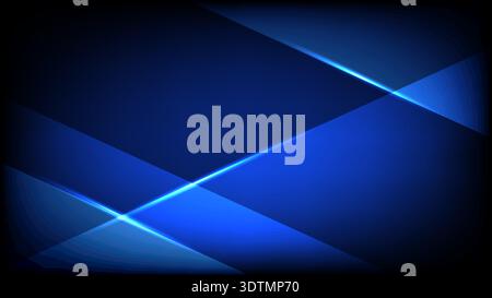 Modern abstract blue background with glowing diagonal light beams and smooth gradient shapes for technology design Stock Vector