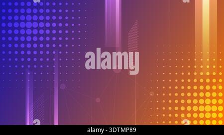 Modern abstract digital background featuring gradient colors, halftone dots and geometric network lines for technology design Stock Vector