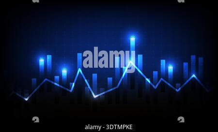 Abstract blue bar and line chart visualizing business growth, financial analytics, market trends and data performance Stock Vector