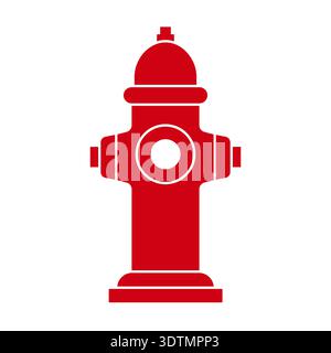 Fire Hydrant Icon Symbol. Vector Illustration Isolated on Red Background. Stock Vector