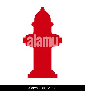 Fire Hydrant Icon Symbol. Vector Illustration Isolated on Red Background. Stock Vector