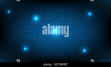 Abstract futuristic blue background with glowing energy nodes and flowing digital lines, symbolizing technology, data and connectivity Stock Vector