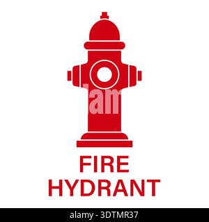 Fire Hydrant Icon Symbol. Vector Illustration Isolated on Red Background. Stock Vector
