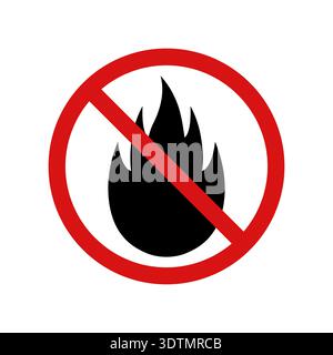 No Fire Flame Sign Symbol. Fire Flame Icon. Vector Illustration Isolated on White Background. Stock Vector
