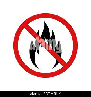 No Fire Flame Sign Symbol. Fire Flame Icon. Vector Illustration Isolated on White Background. Stock Vector