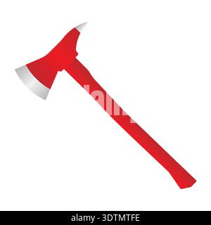 Fire Axe. Firefighter Axe. Vector Illustration Isolated on White Background. Stock Vector
