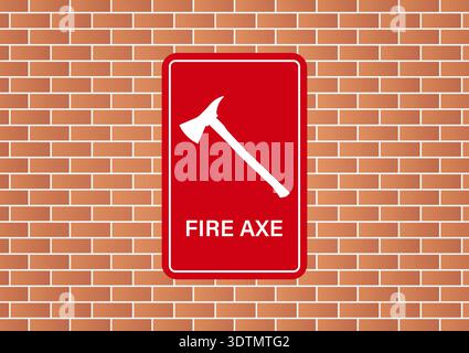 Fire Axe Sign Symbol on Wall. Firefighter Axe. Vector Illustration. Stock Vector
