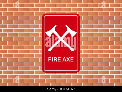 Fire Axe Sign Symbol on Wall. Firefighter Axe. Vector Illustration. Stock Vector