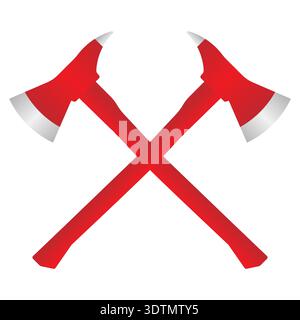 Fire Axe. Firefighter Axe. Vector Illustration Isolated on White Background. Stock Vector