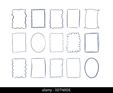 Whimsy hand drawn frame set. Stock Vector