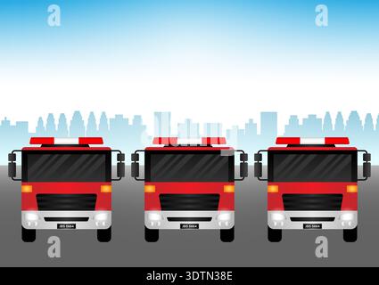 Fire Engine or Fire Truck. Fire Emergency Rescue Truck. Vector Illustration. Stock Vector