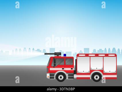 Fire Engine or Fire Truck. Fire Emergency Rescue Truck. Vector Illustration. Stock Vector