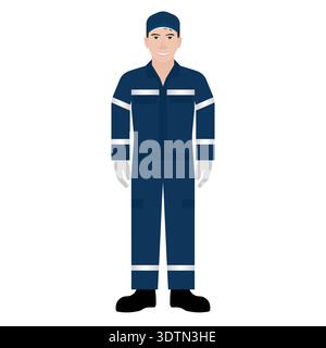 Car Mechanic or Automobile Mechanic. Man in Mechanic Uniform. Car Repair and Service Center. Car Maintenance. Vector Illustration. Stock Vector