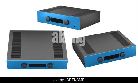 Set of colorful audio amplifiers with minimalistic design isolated on ...