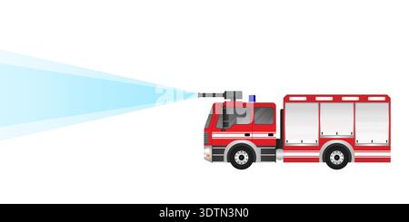 Fire Engine or Fire Truck. Fire Emergency Rescue Truck. Vector Illustration Isolated on White Background. Stock Vector