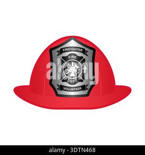 Firefighter Helmet. Fireman Hat. Vector Illustration Isolated on White Background. Stock Vector