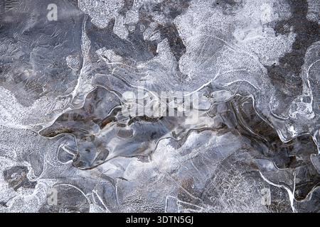Frozen white textures and shapes created by nature in the winter Stock Photo