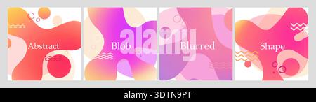 Set shape round gradient blob organic form. Abstract collection irregular blob. Liquid form deformed elements. flyer banner abstract design Stock Vector