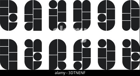 Collage panels set. Storyboard layout panel. Manga comic book blank template. Empty page frame for photo collage. Rounded rectangle gallery mockup Stock Vector