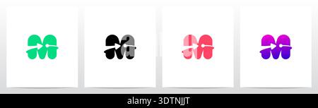 Arrow Lines Dot Encircle Letter Initial Logo Design M Stock Vector