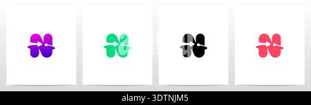 Arrow Lines Dot Encircle Letter Initial Logo Design N Stock Vector