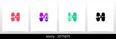 Arrow Lines Dot Encircle Letter Initial Logo Design H Stock Vector