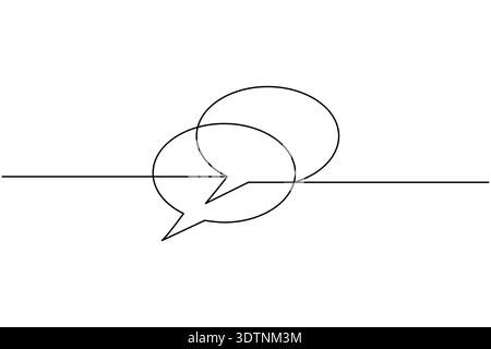 Two square speech bubbles continuous line art drawing Stock Vector