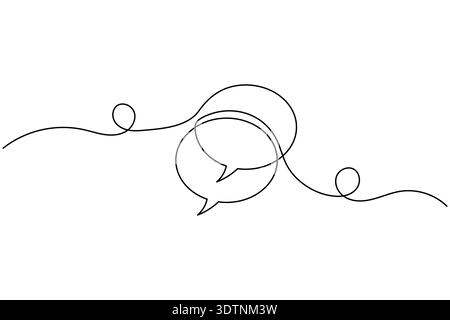 Continuous one line drawing two speech bubbles Stock Vector