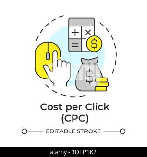 Cost per click multi color concept icon Stock Vector