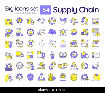 Supply chain line color icons set Stock Vector