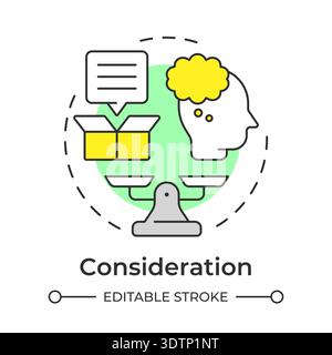 Consideration multi color concept icon Stock Vector
