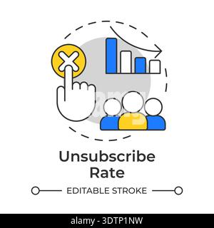 Unsubscribe rate multi color concept icon Stock Vector